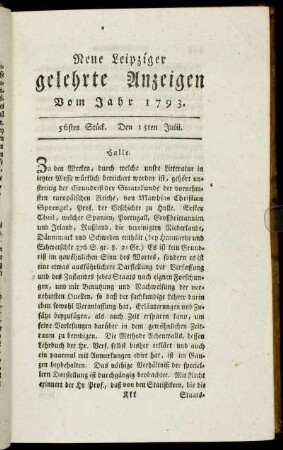 56stes Stück. Den 15ten Julii.