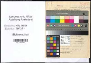 Entnazifizierung Karl Eichhorn , geb. 26.12.1887 (Fabrikant)