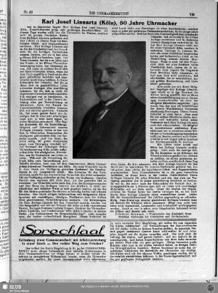 Karl Josef Linnartz (Köln), 50 Jahre Uhrmacher