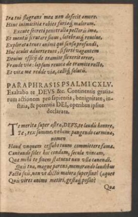 Paraphrasis Psalmi CXLV. Exaltabo te Deus &c.