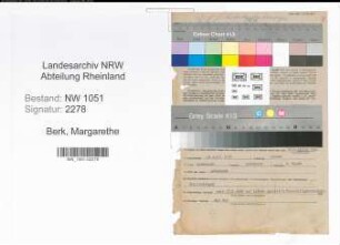 Entnazifizierung Margarethe Berk , geb. 12.11.1911 ()