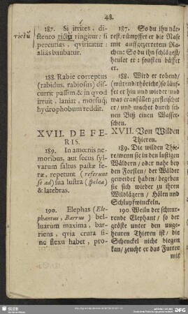 XVII. De Feris