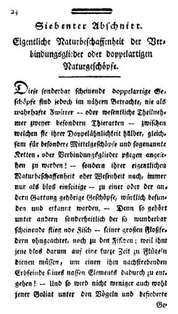 Siebenter Abschnitt. Eigentliche Naturbeschaffenheit der Verbindungsglieder oder doppelartigen Naturgeschöpfe.