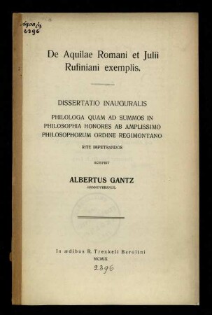 De Aquilae Romani et Julii Rufiniani exemplis