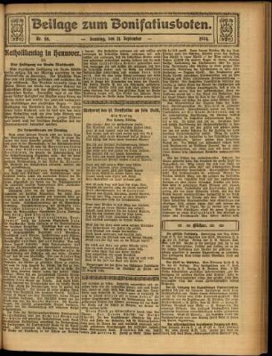 Zweite Ausgabe vom Sonntag, den 21. September 1924.