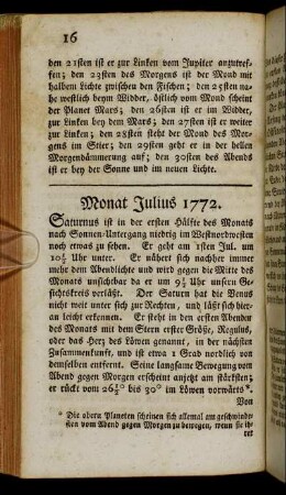 Monat Julius 1772.
