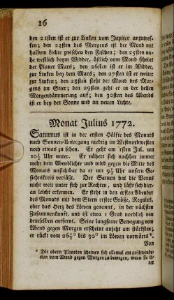 Monat Julius 1772.