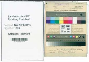 Entnazifizierung Reinhard Kempkes , geb. 24.11.1895 (Weber)