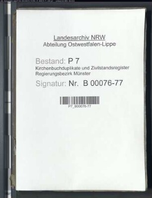 Belegakte zum Heiratsregister 1813 der Munizipalität Beelen