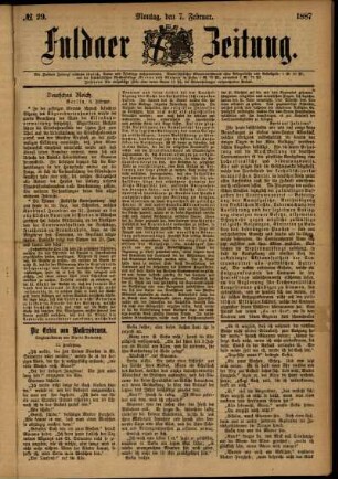 Ausgabe vom Montag, den 07. Februar 1887.