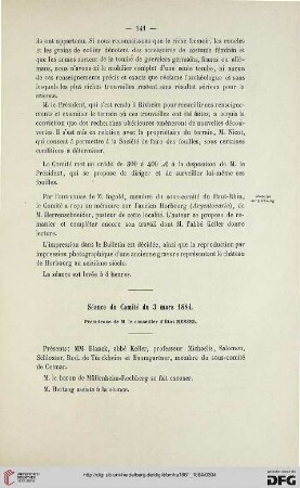 Séance du Comité du 3 mars 1884