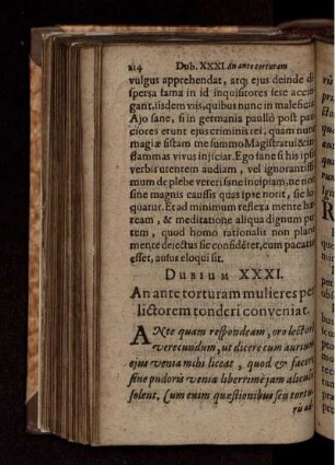 Dubium XXXI. An ante torturam mulieres per lictorem tonderi conveniat.