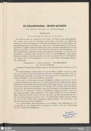 Die Erdgezeitenforschung - Überblick und Ausblick