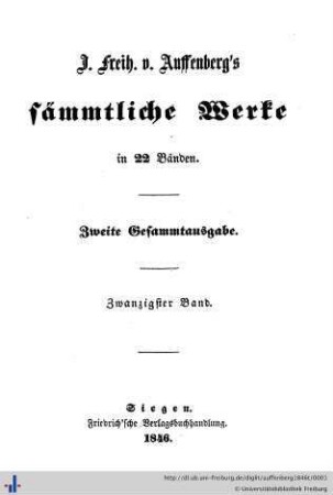 Polyanthea : eine Sammlung verschiedener Gedichte: J. Freih. v. Auffenberg's sämmtliche Werke: in 22 Bänden