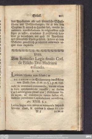 XVIII. Von Remedio Legis finalis Cod. de Edicto Divi Hadriani tollendo.