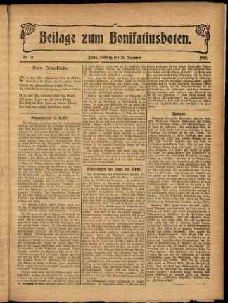 Zweite Ausgabe vom Sonntag, den 26. Dezember 1909.
