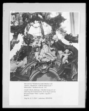 Marienaltar — Altarbekrönung mit der Anbetung des Christuskindes durch Engel und den heiligen Joseph