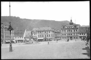 Tetschen. Markt mit Elbebrunnen (1907; Rudolf Weyr) und Hotel Stadt Prag