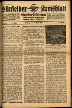 Erste Ausgabe vom Freitag, den 12. Juni 1942.