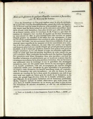 Note sur le gisement de quelques Coquilles terrestres et fluviatiles