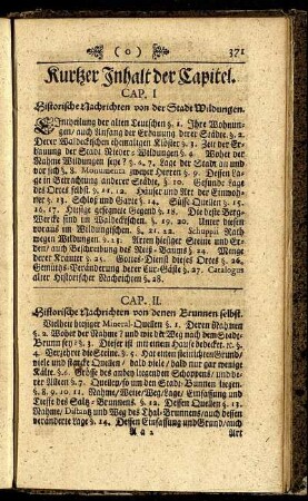 Kurtzer Inhalt der Capitel.