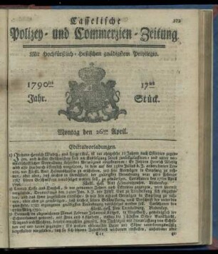 17tes Stueck, Montag den 26ten April. 1790
