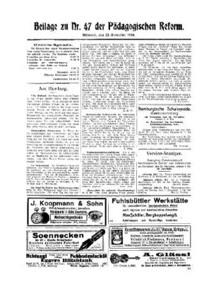 Unsere Spende : Beilage zu Nr. 47 der Pädagogischen Reform