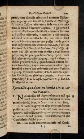 205-210, Specialia quaedam notanda circa casus Papales. ...