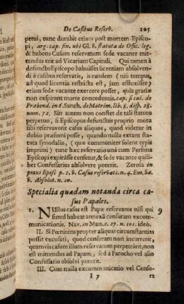 205-210, Specialia quaedam notanda circa casus Papales. ...