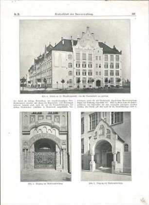 Fischer, Theodor; München, Hirschbergstr.; Hirschbergschule - Ausschnitt aus Zentralblatt der Bauverwaltung Nr. 71