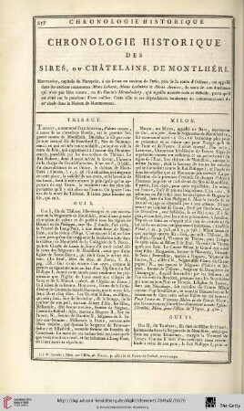 Chronologie historique des sires, ou Châtelains, de Montlhéri