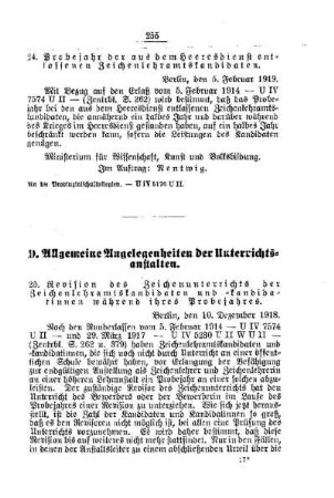 Probejahr der aus dem Heeresdienst entlassenen Zeichenlehramtskandidaten : [C. Kunst und Wissenschaft]