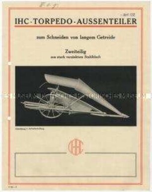 Torpedo-Außenteiler für Mähmaschinen von der International Harvester Company in Amerika