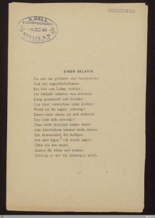 Einer Sklavin : [SW I: keine Sigle]; [SW I, S. 78/130]