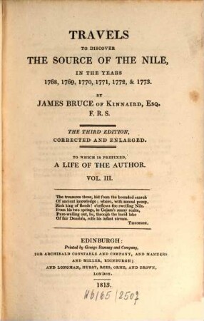 Travels to discover the source of the Nile, in the years 1768, 1769, 1770, 1771, 1772, & 1773. 3