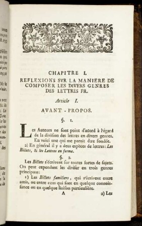 Article 1. Avant - Propos. - Article 5. A) Des Lettres de Sentiment.