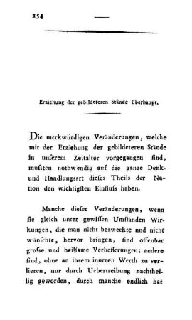 Erziehung der gebildeteren Stände überhaupt.