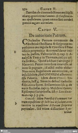 Caput V. De autoritate Patrum