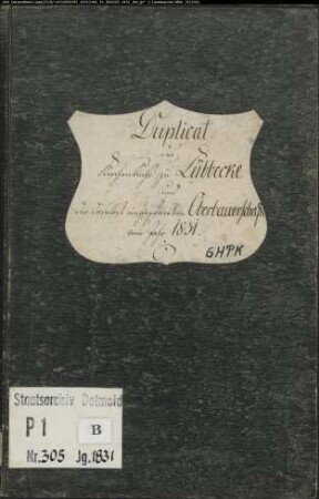 Kirchenbuchduplikat der evangelischen Gemeinde Lübbecke, Kreis Lübbecke (GHTK 1831) (Gemeinde: Evangelische Gemeinde Lübbecke)