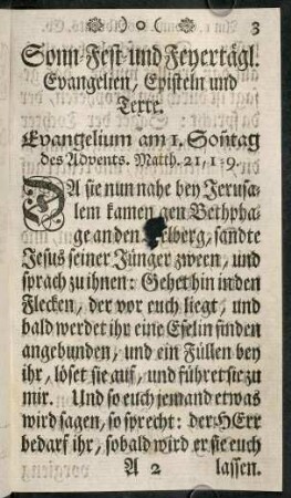 3-325, Sonn-Fest und Feyertaegl. Evangelien, Episteln und Texte.