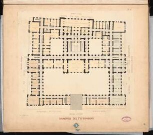 Berliner Rathaus (Rotes Rathaus) Schinkelwettbewerb 1857: Grundriss 1. Obergeschoss; Maßstabsleiste