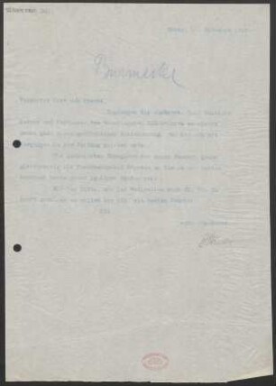 Brief an Willy Burmester : 15.11.1910
