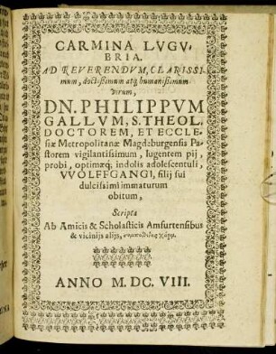 Carmina Lugubria.