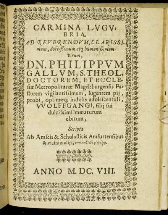 Carmina Lugubria.