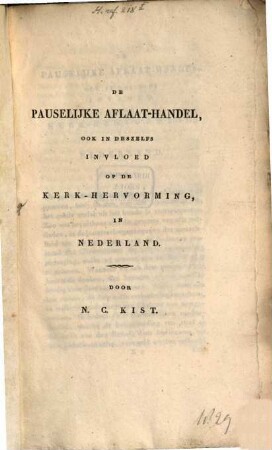 De pauselijke Aflaal-Handels ook in deszelfs invloed op de Kerk-Hervorming in Nederland