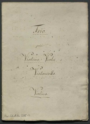 Trios, vl, vla, vlc, op. 23, LvBWV 23, a-Moll, Arr - BSB Mus.Schott.Ha 2295-2 : [title page, vlc:] Sonate de Bethoven [sic] oeuv: 23 // arrangé en // Trio // pour // Violino,, Viola,, e Violoncello. // par // A. Brandt.