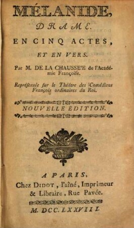 Mélanide : Drame en 5 actes et en vers