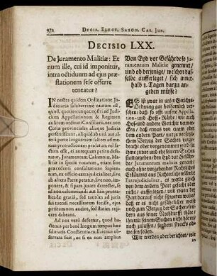 Decisio LXX. - Decisio LXXIV.
