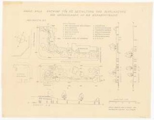 Öffentliche Grünanlage an der Stadthalle und Karl-August-Jung-Platz, Haan: Gestaltung und Bepflanzung der Grünanlagen an der Bismarckstr: Grundriss 1:200