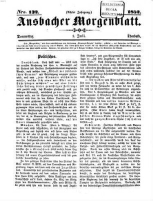 Ansbacher Morgenblatt. 1852,7/12 = Jg. 8